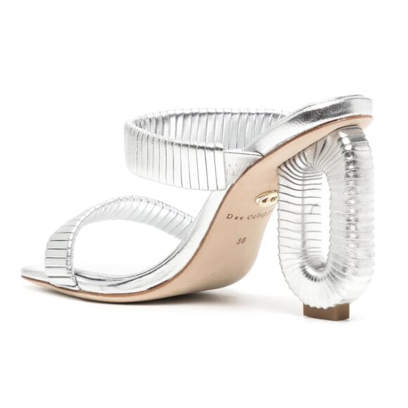 DEE OCLEPPO Jamaica 90mm Silver Metallic Leather Sandals - Picture 2 of 13